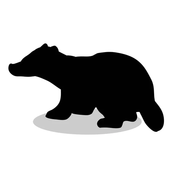 アナグマ哺乳類黒シルエット動物 — ストックベクタ